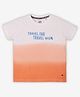 Ed-a-Mamma Half Sleeves Travel Far Travel Wide Text Printed Ombre Tee - White
