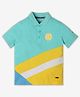 Ed-a-Mamma Half Sleeves Colour Block Polo Tee - Blue