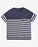 Ed-a-Mamma Cotton Half Sleeves Striped Tee - Blue