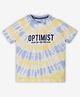 Ed-a-Mamma Cotton Half Sleeves Tie Dye & Text Printed Tee - Yellow