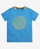 Ed-a-Mamma Cotton Half Sleeves Typography & Ball Printed Tee - Blue