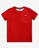 Ed-a-Mamma Cotton Half Sleeves Textured Tee - Red