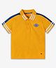 Ed-a-Mamma Cotton Half Sleeves Placement Striped Tee - Yellow