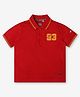 Ed-a-Mamma Cotton Half Sleeves Number Embroidered Polo Tee - Red