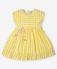 Ed-a-Mamma Cotton Short Sleeves Striped Dress - Yellow