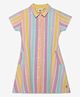 Ed-a-Mamma Cotton Half Sleeves Striped Shirt Dress - Multi Colour