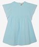 Ed-a-Mamma Cotton Frill Sleeves Placement Ribbed Dress - Blue