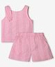 Ed-a-Mamma Cotton Sleeveless Floral Embroidered Top & Shorts - Pink