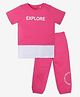 Ed-a-Mamma Cotton Half Sleeves Explore Text Printed Tee & Pant Set - Pink