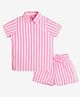 Ed-a-Mamma Half Sleeves Striped Shirt & Shorts Set - Pink