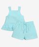Ed-a-Mamma Cotton Sleeveless Striped Top & Shorts - Blue