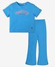 Ed-a-Mamma Cotton Half Sleeves Positive Text Printed Tee & Pant - Blue