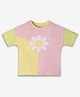 Ed-a-Mamma Half Sleeves Colour Blocked & Floral Embroidered Tee - Multi Colour