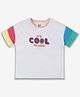 Ed-a-Mamma Half Sleeves Cool Text Embroidered Tee - White