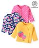 Babyhug 100% Cotton Knit Antibacterial Front Open Full Sleeves Vests with Floral & Polka Dots Print Pack of 3 - Multicolour