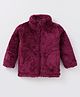 Kanvin Full Sleeves Solid Fur Jacket with Pockets - Wine