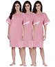 Piu Cotton Woven Pack Of 3 Half Sleeves Striped Hospital Patient Night Dress - Red