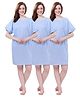 Piu Cotton Pack Of  3 Half Sleeves Checked Hospital Patient Night Dress  - Blue