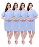 Piu Cotton Pack of 4 Half Sleeves Checked Hospital Patient Night Dress - Blue