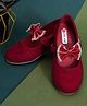 Mine Sole Stone Embellished Bow Detailed Ballerinas -Red