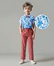 Ollington St. 100% Cotton Partywear with Half Sleeves Collared Shirt & Twill Jogger Set    Rust