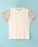 Kookie Kids Half Puffed Sleeves Polka Dots Printed Ribbed Top - Peach