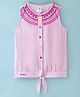 Kookie Kids Sleeveless Embroidery Detailing with Front Buttons Top - Pink