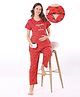 Bella Mama Cotton Knit Half Sleeves Nursing Night Suit Strawberry Print - Red