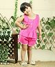 Junitos Pure Cotton Sleeveless Ribbed Top With Coordinating Shorts - Pink