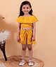 Junitos Pure Cotton Cape Sleeves Solid Top With Coordinaitng Short Set - Yellow