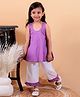 Junitos Pure Cotton Sleeveless Solid Top With Coordinating Pant Set - Purple & White