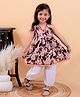 Junitos Pure Cotton Sleeveless Paisley Printed & Gota Lace Embellished Top & Pant Set - Maroon & White