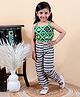 Tiny Kingdom Sleeveless Patola Design Crop Top With Striped Pant - Green