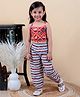 Tiny Kingdom Sleeveless Patola Design Crop Top With Striped Pant - Red