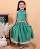 Junitos Pure Cotton Sleeveless Solid Crop Top With Lace Embellished Skirt Set - Green