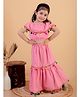 Junitos Pure Cotton Woven Sleeveless Pom Pom Detailed Lehenga Choli Set - Pink