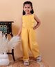 Junitos Pure Cotton Sleeveless Frill Detailed Smocked Jumpsuit - Yellow