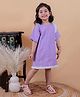 Junitos Cotton Half Sleeves Frill Detailed Dress - Purple