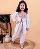 Junitos Pure Cotton Full Sleeves Lace Embellished Front Slit Kurta With Pant - White