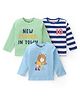Babyhug Cotton Knit Full Sleeves T-Shirts With Bear & Text Graphics Pack of 3 - Multicolor