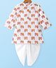 Babyhug Cotton Full Sleeves Kurta Dhoti Set Elephant Print - White