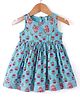 Babyhug Cotton Woven Sleeveless Ethnic Frock with Floral Print & Sequin Detailing - Blue