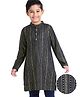 Earthy Touch Single Jersey Premium Knit  Full Sleeves Aztec Glitter Printed Kurta - Navy Blue