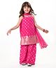 Babyhug Woven Sleeveless Brocade Kurti Palazzo & Dupatta Set Kolka Print - Fuschia