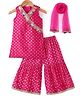 Babyhug Woven Sleeveless Floral  Foil Printed Kurti & Gharara Set with Dupatta & Sequin Embroidery Detailing  - Fuschia