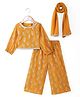 Babyhug Georgette Woven Full Sleeves Leaves Printed Sequined Embroidered  Top & Palazzo Set with Dupatta - Mustard