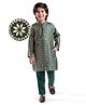 Babyhug Woven Full Sleeves Floral Foil Printed Kurta Pyjama Set - Dark Green
