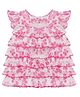 Young Birds Frill Sleeves Floral Printed Layered Top - Pink