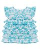 Young Birds Frill Sleeves Floral Printed Layered Top - Blue