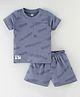 Evimo Single Jersey Knit Half Sleeves T-Shirt and Shorts Set with Text Print - Blue